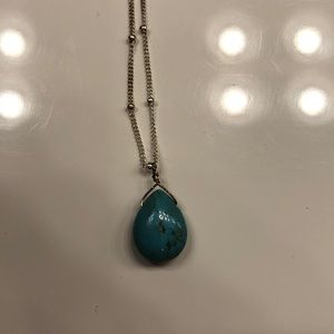 Turquoise necklace on silver chain